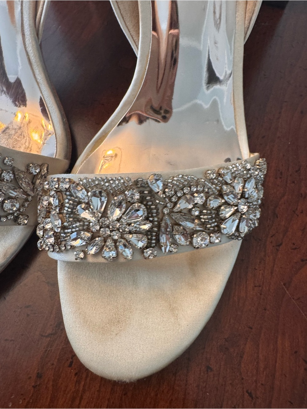 Badgley Mischka Women's IvyEmbellished Open-Toe Heels -size 9 in Ivory - Picture 2 of 6